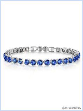 White Gold Plated Tennis Bracelet with Swarovski Crystals Extender